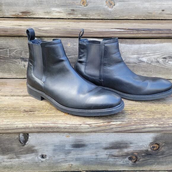 Cole Haan Mens Chelsea Boot Size 9.5 Leather Black Kennedy Grand Water Resistant - Picture 1 of 9